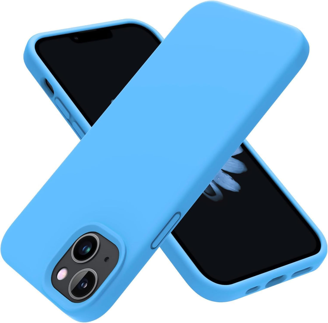 Nopatia Silicone Case for iPhone 13 (6.1 Inch) Liquid Soft Touch Support Wireless Charging, Full Body Protection Shockproof Anti-Scratch Cover with Microfiber Lining Inside - Multicolor (Milky)