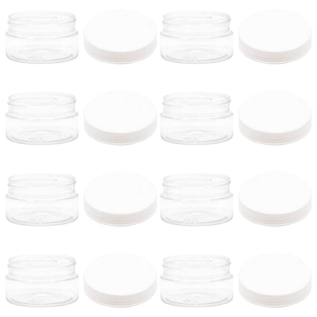 Artistic 8 Pieces Clear White Plastic Jar 100ml - 7 Cents Diameter - White Color Block Lid and Plastic Medicine - High Quality Healthy Plastic Empty Refill Round Storage Jar - (White Jaw Cover)