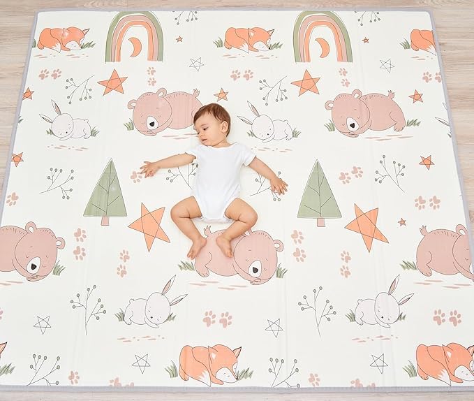Play Mat for Baby XXL Thick Foam Foldable Reversible Play Mat for Baby - Motor Skills Mat Promoting Sensory Development (120 * 180 cm)