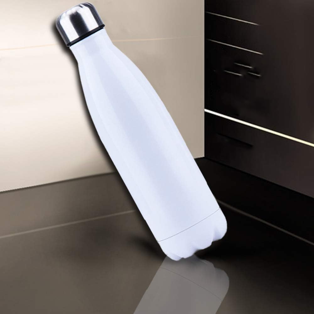 Double Wall Stainless Steel Sports Water Bottle 500ml/Vacuum Insulated, BPA Free Travel Thermal Flask (White)