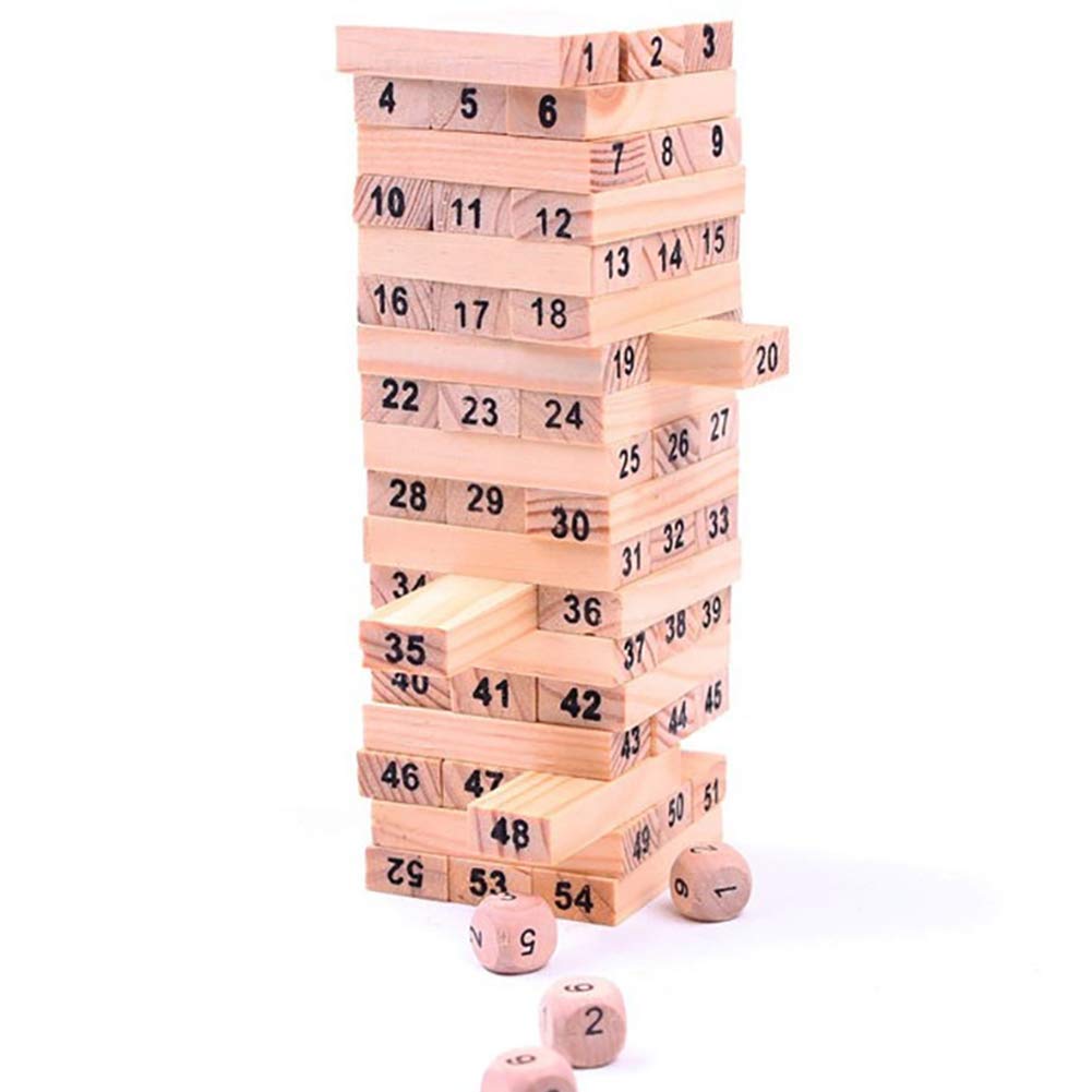 Generic 54Pcs Wooden Tower Hardwood Building Blocks Toy - Building Set - All Ages
