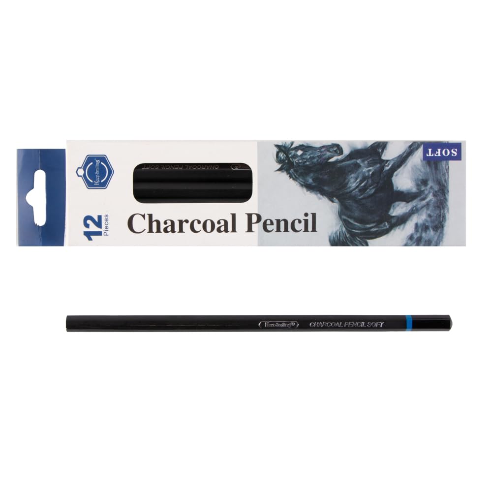 Keep Smiling Soft Charcoal Pencil Box TB-10120S, 12 Pieces