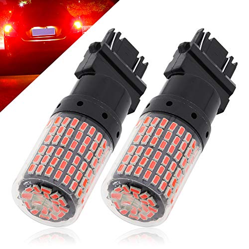 15 Watts 9-30V 3157 LED Bulb Red 800K 2500LM Super Bright 144-SMD 3014 Chips 3156 3156A 3057 4057 4157 3057LL 3457 3157K LED Replacement for Brake Tail Turn Signal Blinker Lights.2-Pack.