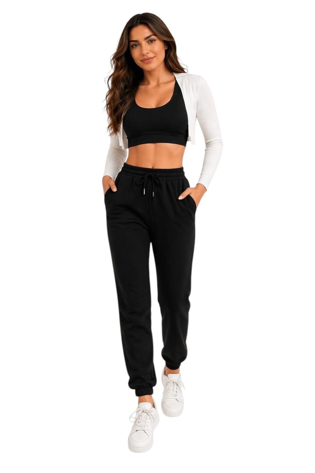 Miza Women's Solid Lycra Sweat Pants – Elastic Waist and Drawstring Sweatpants for Women – Practical and Comfortable