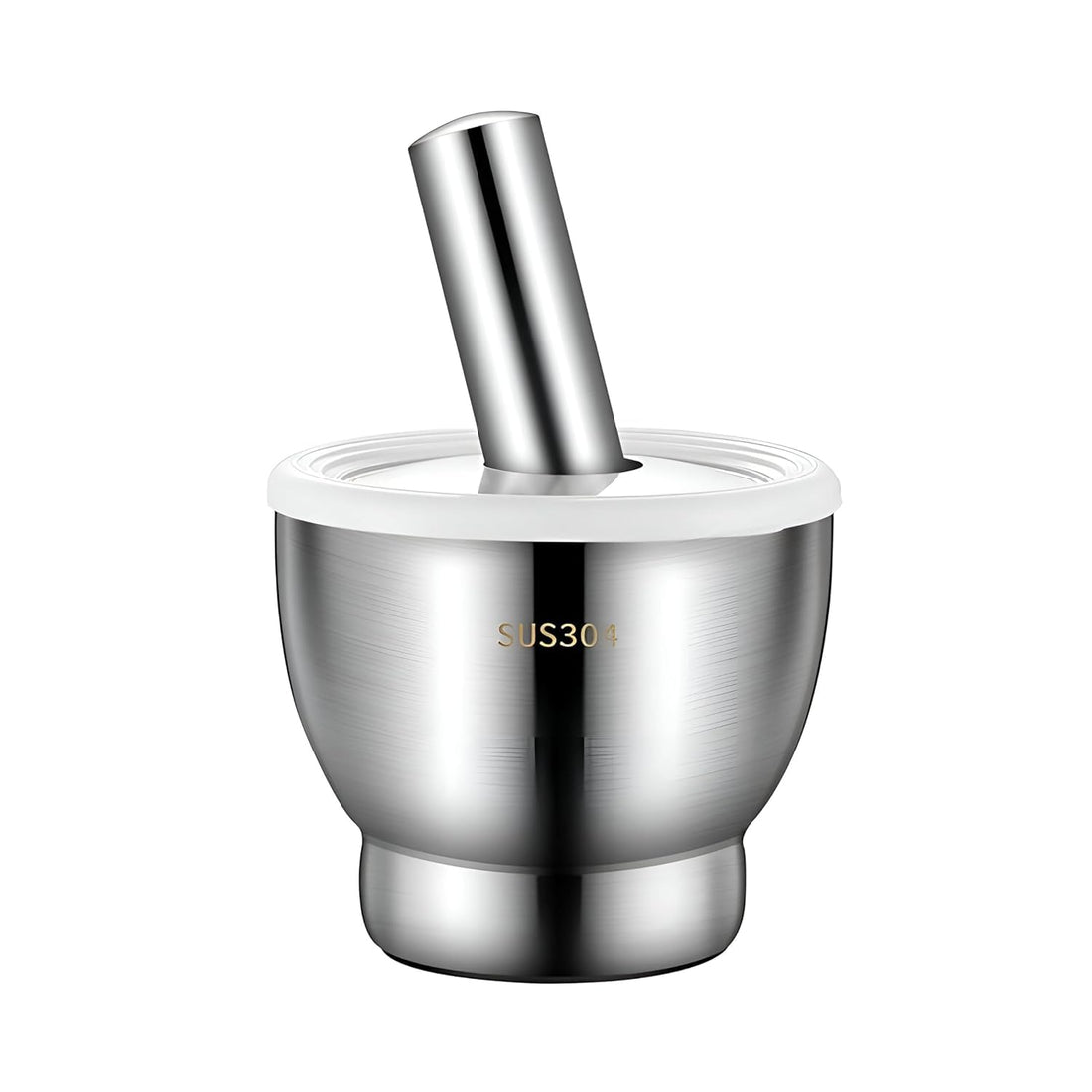 Stainless Steel Mortar and Pestle with Lid, Practical Mortar and Pestle, Easy to Grind Garlic, Spices, Herbs, Quick and Convenient Clean
