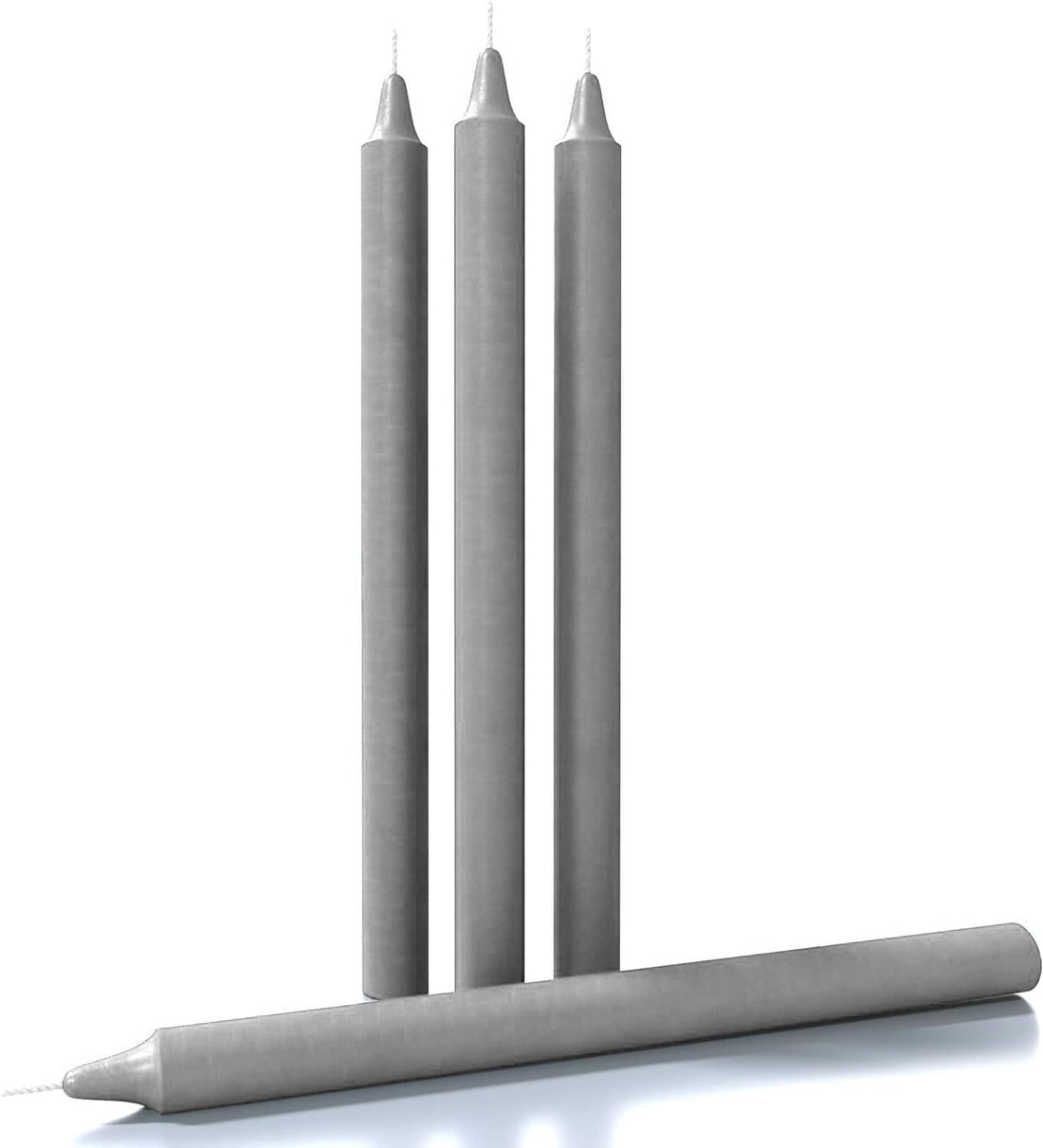4 Taper Candles – 8-Hour Burn Time Each – 26 cm Tall – Smokeless – Fits All Candle Holders – Clean, Even Burning – Perfect for Weddings, Dinner Parties| Total Weight: 310gm (4, Light grey)