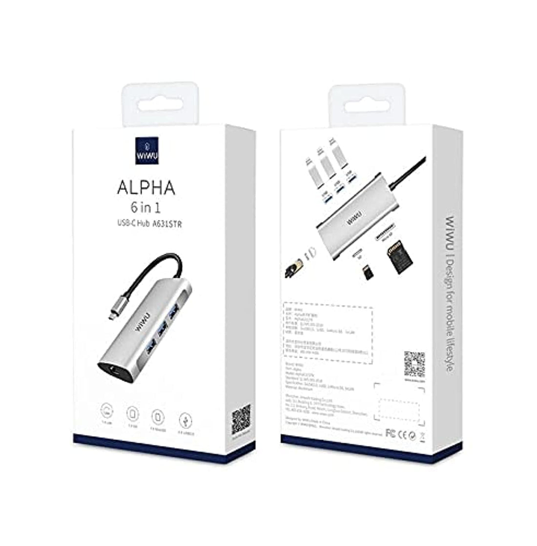 Wiwu Alpha 6 In 1 Usb-C Hub - Grey|18 Months Warranty