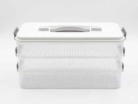 Generic Refrigerator Storage Organizer, Plastic Material, Stackable Food Storage For Dumplings And Pastries, Transparent. (3 layers)