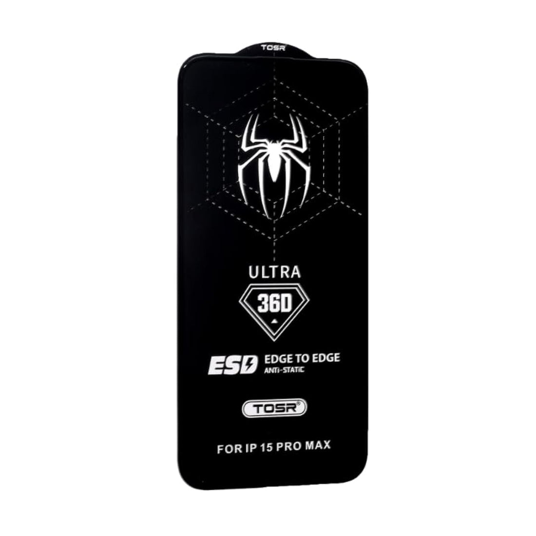 Spider 9H Anti Static Full Coverage Tempered Glass Screen Protector With 3D Black Edge And Scratch Resistant Fits Iphone 15 Pro Max - Transparent