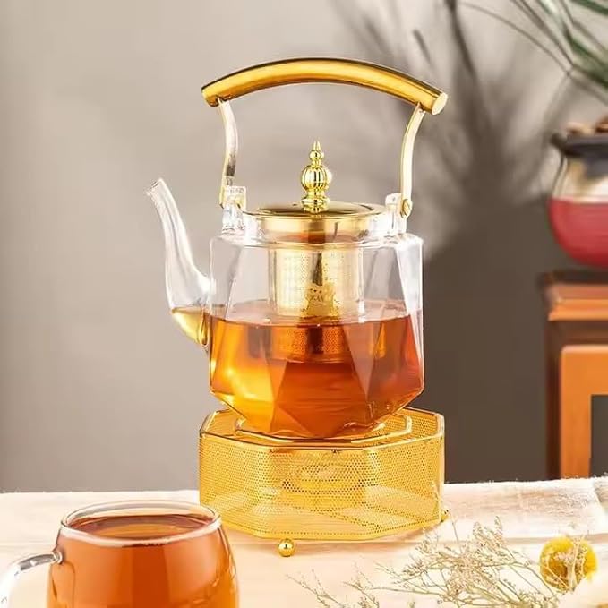 Volora Premium Borosilicate Glass Teapot, 1.2 Liter Capacity with Tea Infuser, Elegant Design for Stovetop Use