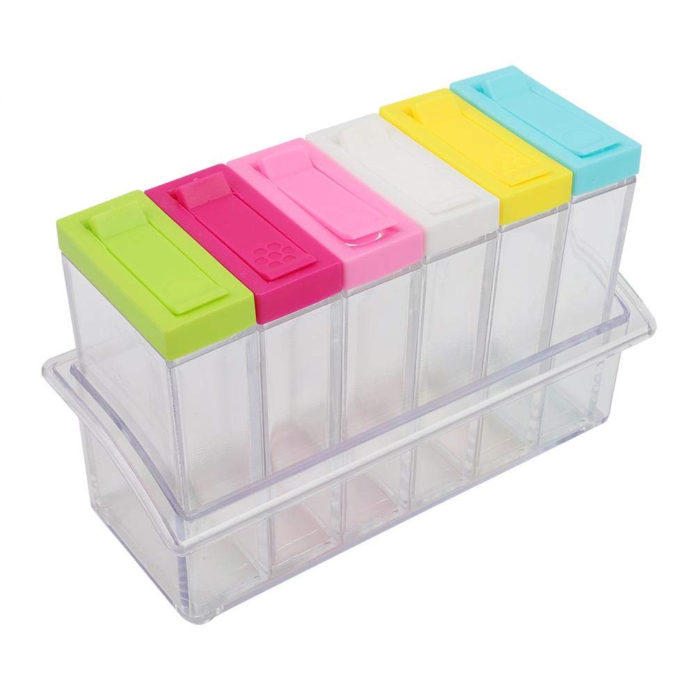 TOPINCN Spice Racks Transparent Plastic Seasoning Bottles Jars 6 Boxes Set Kitchen Tool Accessories