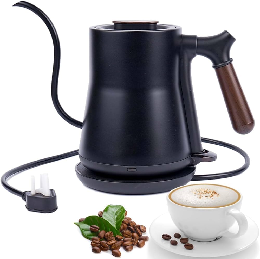 Electric Gooseneck Kettle 304 Stainless Steel Coffee Tea Pot Electric Kettle with Anti-Dry Function for Home Office Hotel