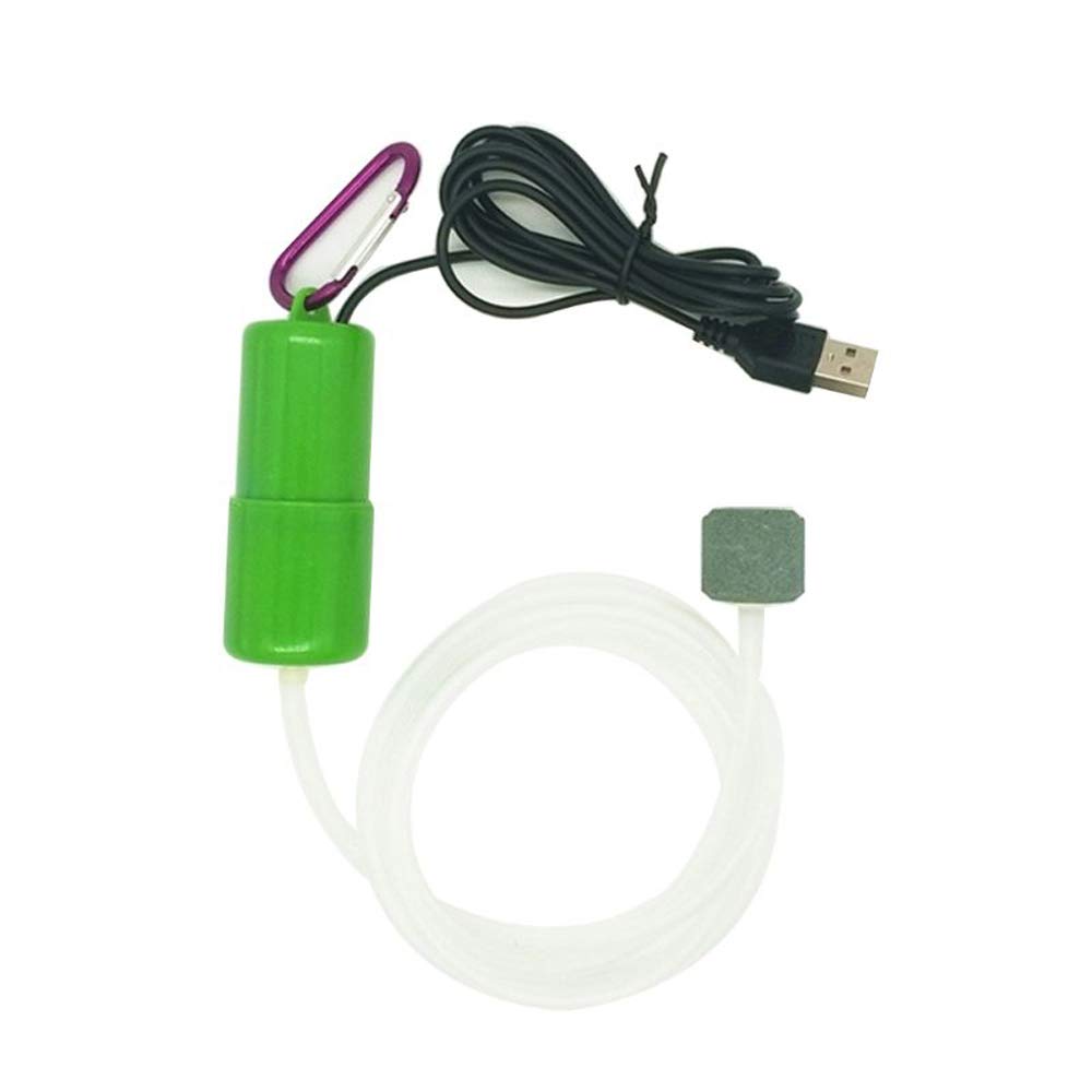 USB Aquarium Mini Ultra Quiet Fish Tank Oxygen Pump Small Fish Tank Oxygen Generator with Air Stone and Silicone Hose