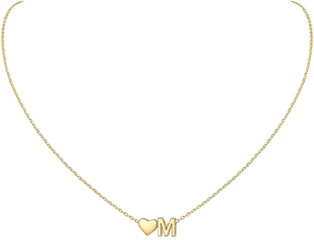 Julia Store Dainty Initial Necklaces for Women 18K Gold Plated Heart Letter Necklace Personalized Initial Heart Pendant Necklace Tiny Letter Name Necklaces Gift for Teen Girls