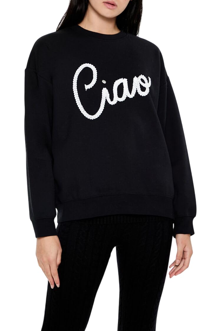 FOREVER21 Chainstitched Ciao Pullover