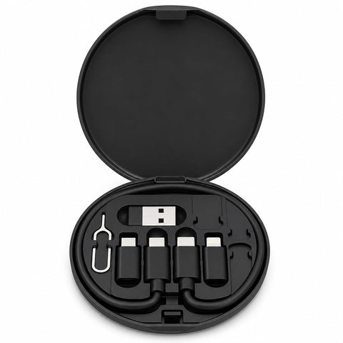 Data Cable Organizer 60W Fast Charging Kit With USB Type C Micro Adapters, Portable Multifunctional Cable Storage Box For Phone Laptop Power Bank And PC