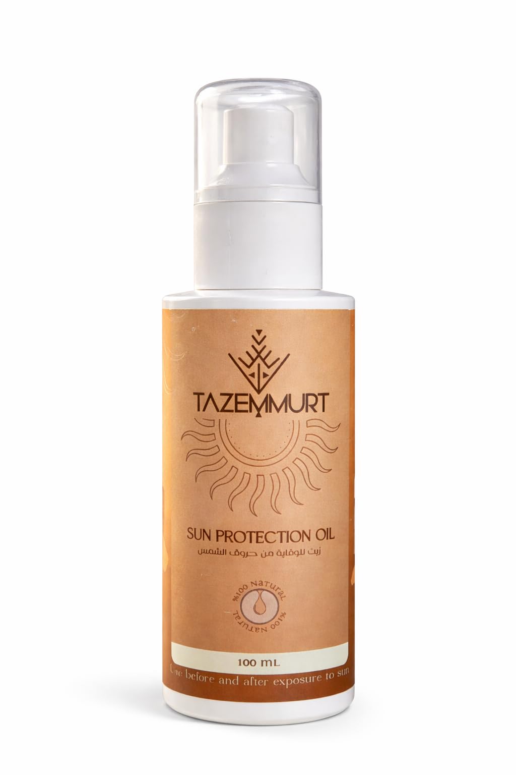 TAZEMMURT Sun Protection Oil 100 ml – Natural Tanning & Sun Care Oil with Camel Tallow, Mastic, Mustard & Olive Oils – Before & After Sun Nourishing Body Oil