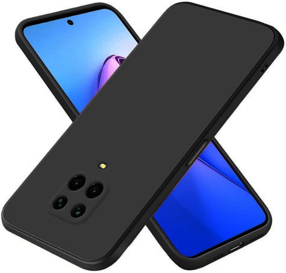 Compatible with Xiaomi Note 9 Pro Max Redmi Note 9S Redmi Note 10 Lite Shockproof Liquid Silicone Back Case Cover with Fur Lined Interior and Full Camera Cover (Black)