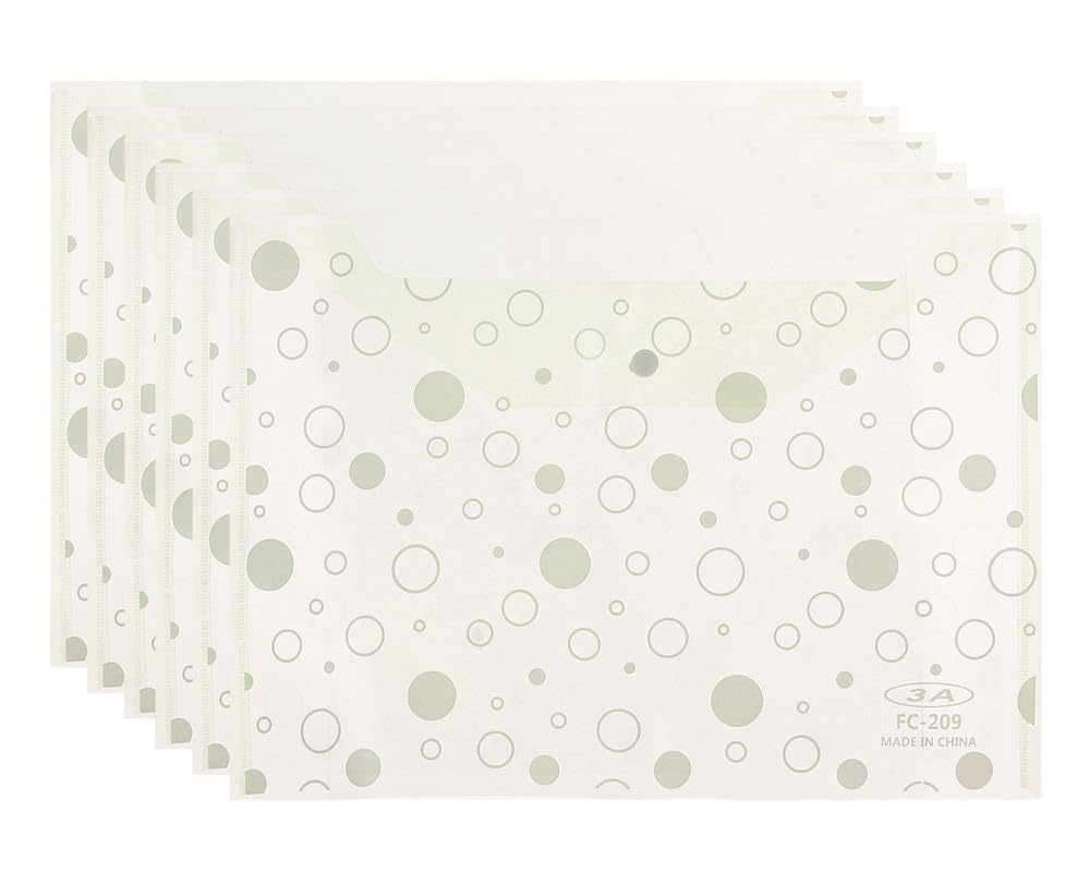 3A FC209-18W Plastic Paper Binder 18 Micron 25 * 35 cm With Clips 6 Pieces - Yellow