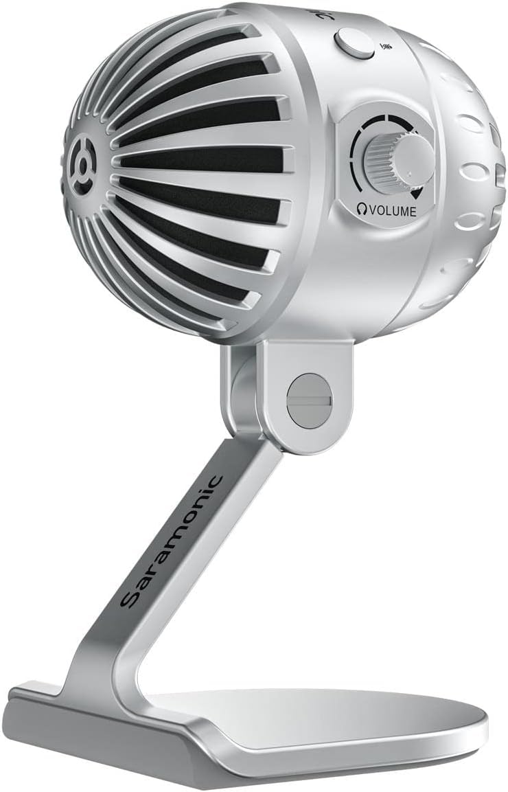 Saramonic Large Diaphragm Desktop USB Studio Microphone with 5 Sound Modes, Headphone Out for Computers, iPhones, iPads, and Android Devices (SmartMic MTV550)