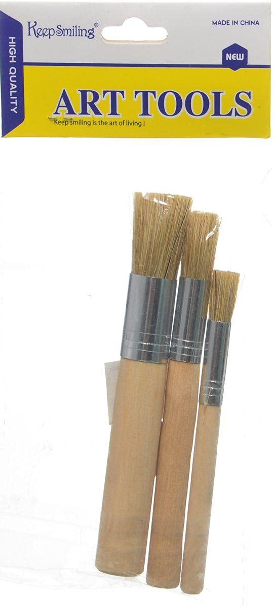 Keep Smiling Set Of Paint Brushes 3 Peaces, Brown