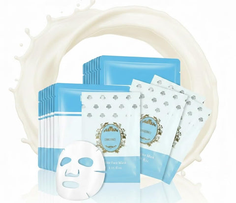 Sheet Face Mask Skincare for All Skin Types, Hydrating & Nourishing Suitable for Sensitive Skin, Bulk Facial Mask Set for Women, Face Mask Gifts Set for Face Spa (MILK)
