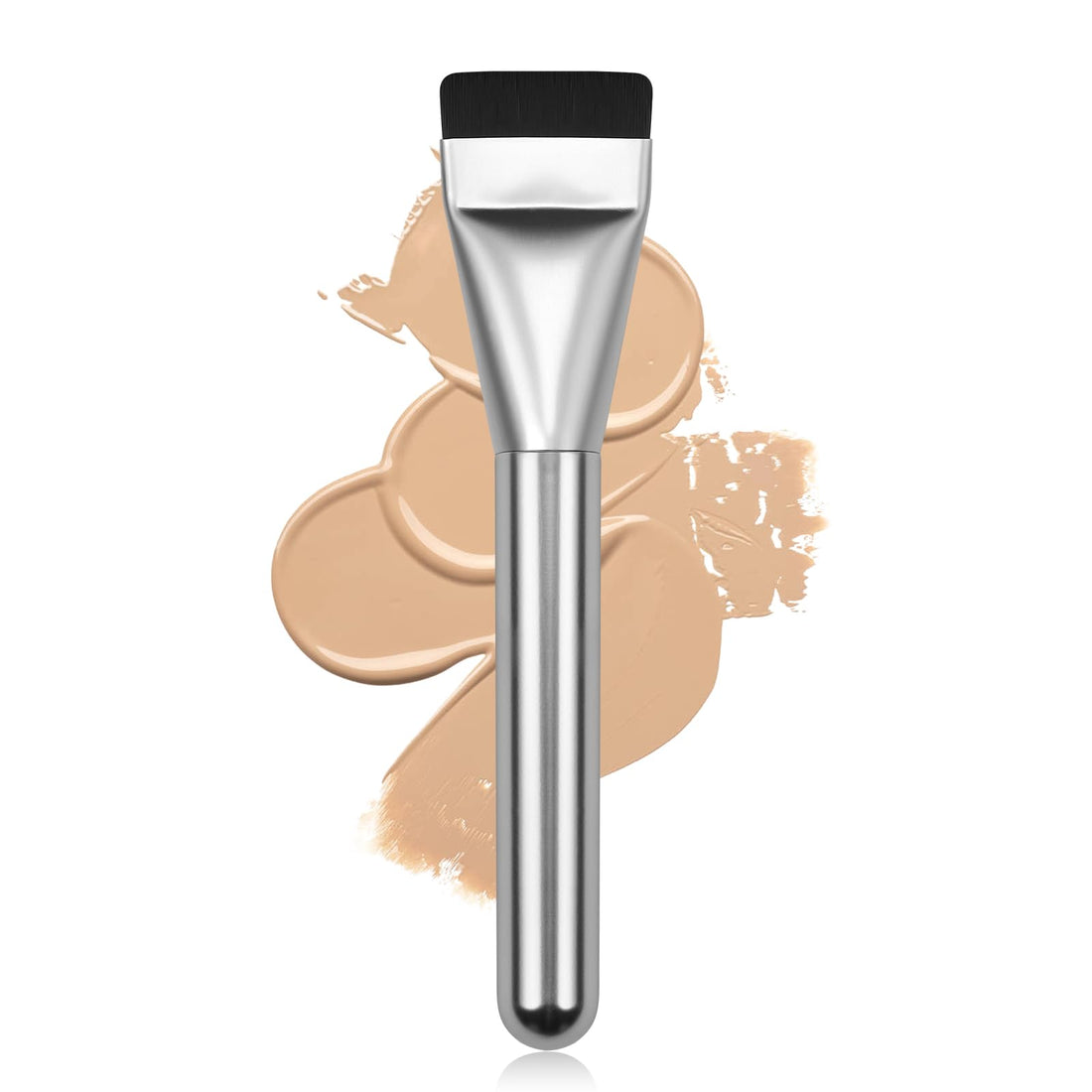 Ultrathin Foundation Brush for Liquid Makeup,Flat Spatula Liquid Foundation Brush Premium Face Korean Makeup Brush for Blending Cream (Silver)