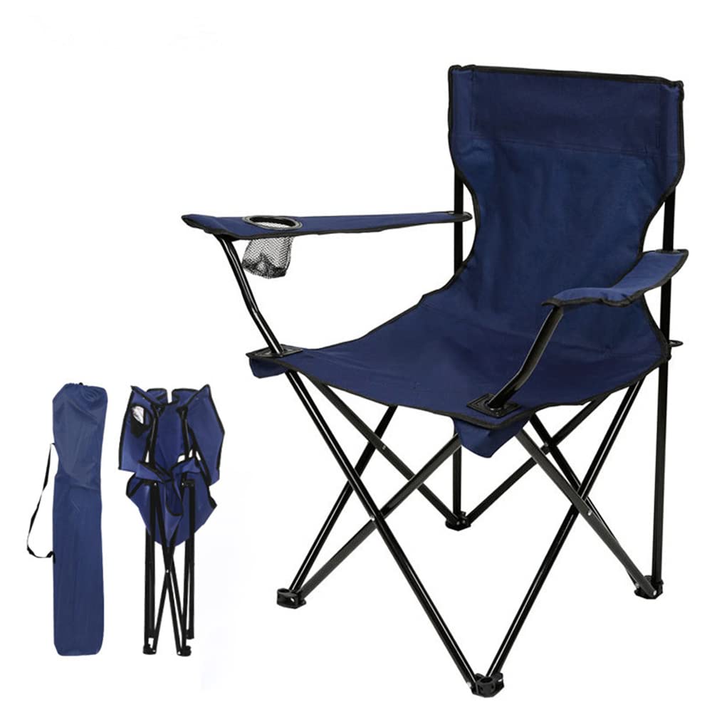 Portable Camping Chair - Folding Outdoor Chair with Cup Holder, Armrests & Carry Bag - Lightweight & Packable for Picnic, Hiking, Beach, BBQ