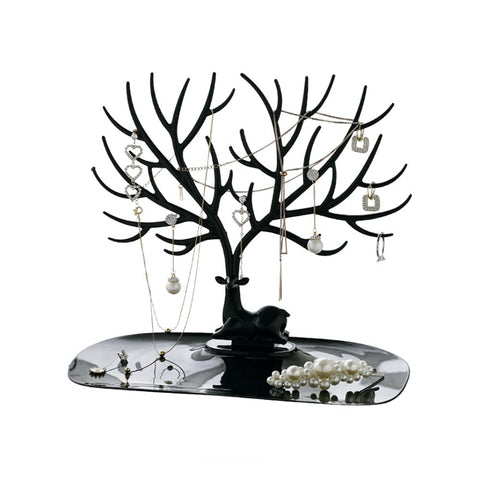 Arabest Jewelry Holders - Jewelry Rack Deer Tree Display Stand Tray,Antler Tree Jewelry Organizer Rack for Earrings,Necklaces,Bracelets,Lipsticks, Watches, Keys (Black)