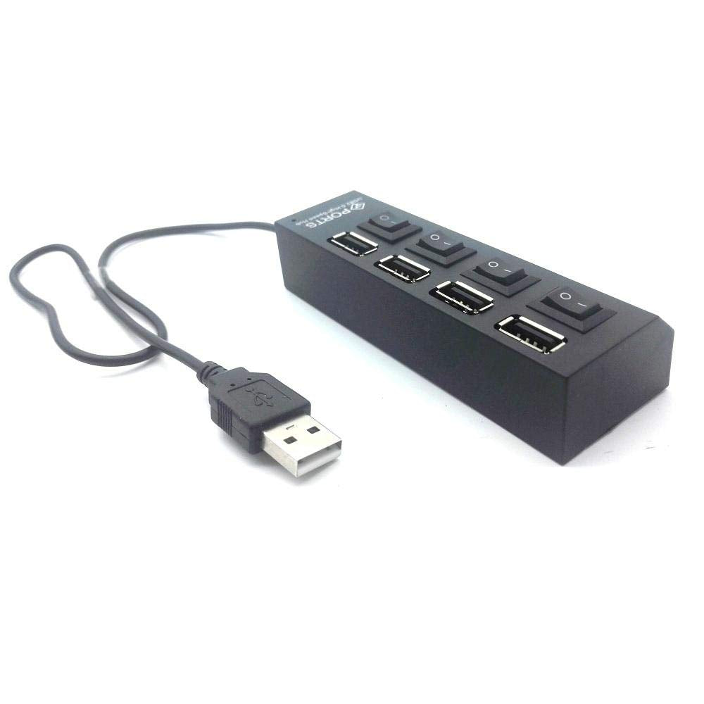 4 Port USB Ultra Slim Portable Data Hub (Black)