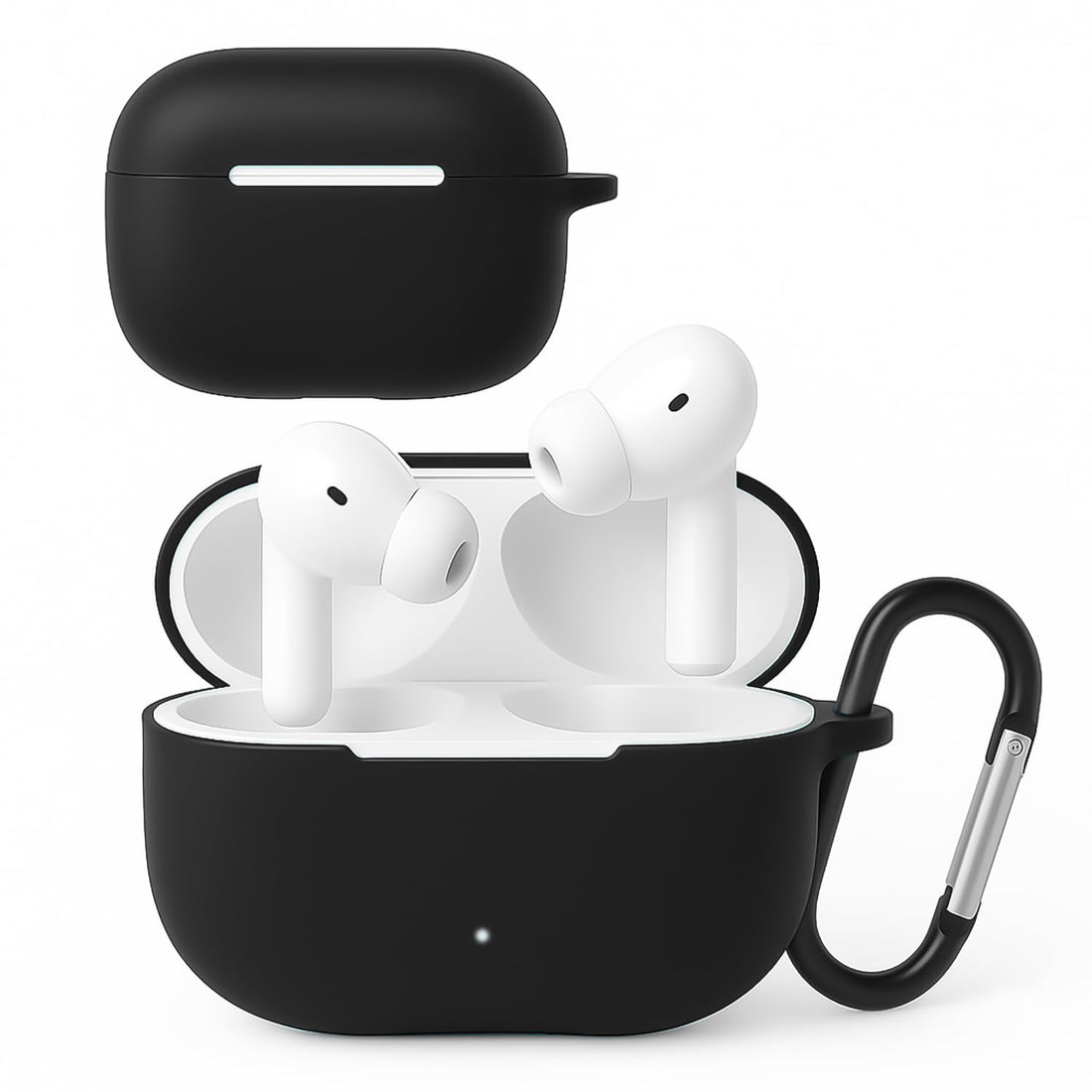 Dl3 Mobilak Compatible with HONOR CHOICE X7 Lite Case Cover, Soft Silicone Shockproof Protective Case Wireless Earbuds with Carabiner, Front LED Visible (Black)