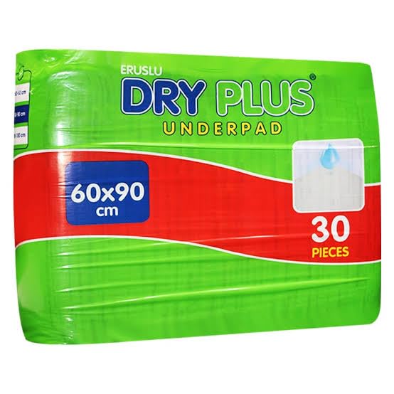 Dry Plus Medical Underpad 60 × 90, 30 Count, White, Non-woven fabrics, Polymer films
