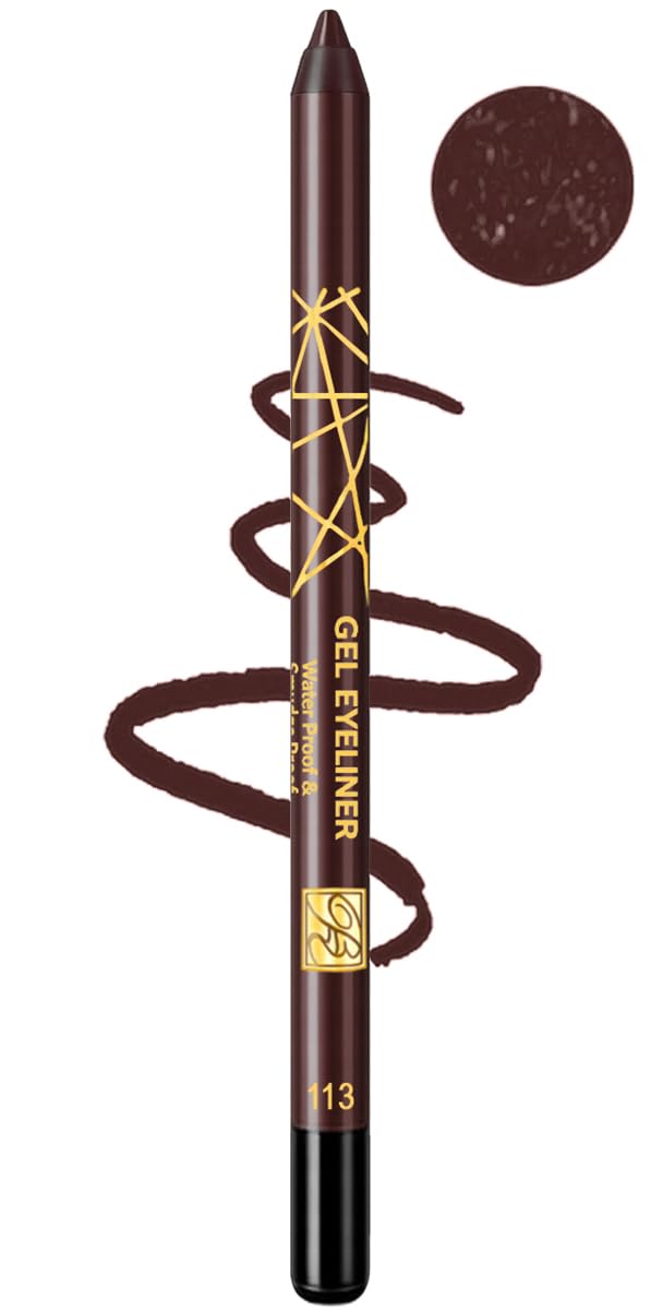 Rose Bery - Gel Eyeliner, Waterproof & Smudge Proof, Ultra Long Wear & Smooth Glide Formula, 1.2 GM, Model - RB-0922 (Light Brown, 113)