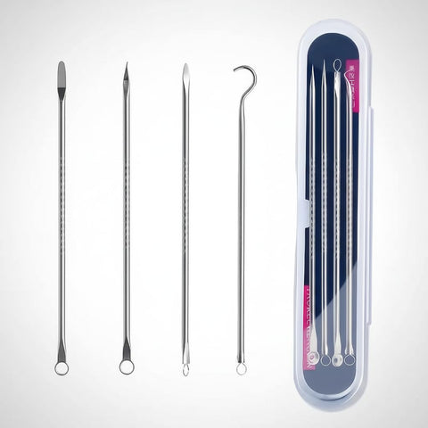 Blackhead Remover Kit Stainless Steel Blackhead Remover Tool Set 4 Pcs Professional Pore Acne Acne Pore Cleaner Tools with Portable Storage Case