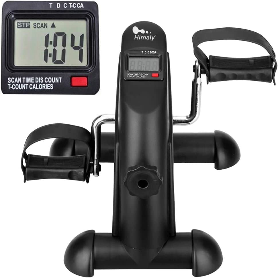 TRUE FIT®Mini Exercise Bike, himaly Under Desk Bike Pedal Exerciser Portable Foot Cycle Arm & Leg Peddler Machine with LCD Screen Displays