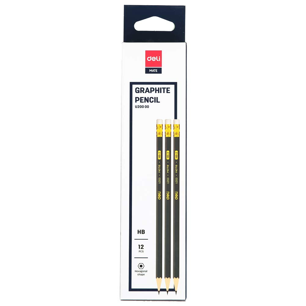 Deli eu20000 deli graphite pencil with non-toxic pvc-free eraser eu20000-