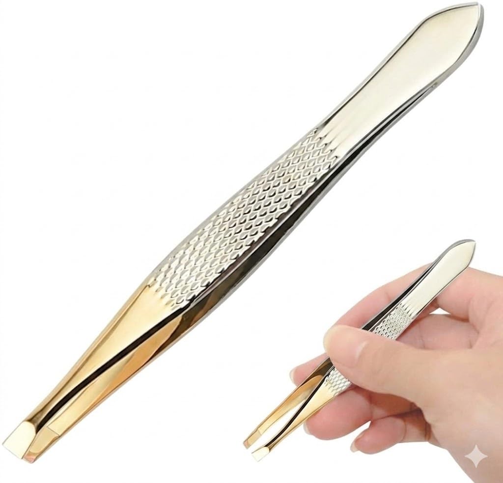 Tweezer - Professional Eyebrow, Facial & Hair Remover - Etched Interior Tip to Grab Hair From the Root-gold