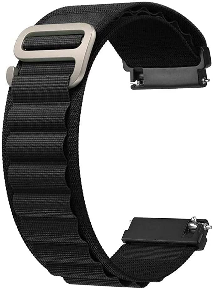 ACM Watch Strap Nylon Soft Loop 20mm Compatible with Pebble Cosmos Ultra Smartwatch Sports Band Premium High Quality Professional Grade Durable Reliable Protective Accessory Ultra - Black