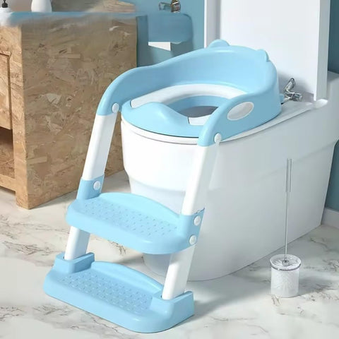 Fantastic-Kids-Toys Potty Training Seat with Step Stool Ladder, Foldable Potty Seat for Kids, Splash Guard with Comfortable Anti-Slip Pad (sky blue) code (8001)