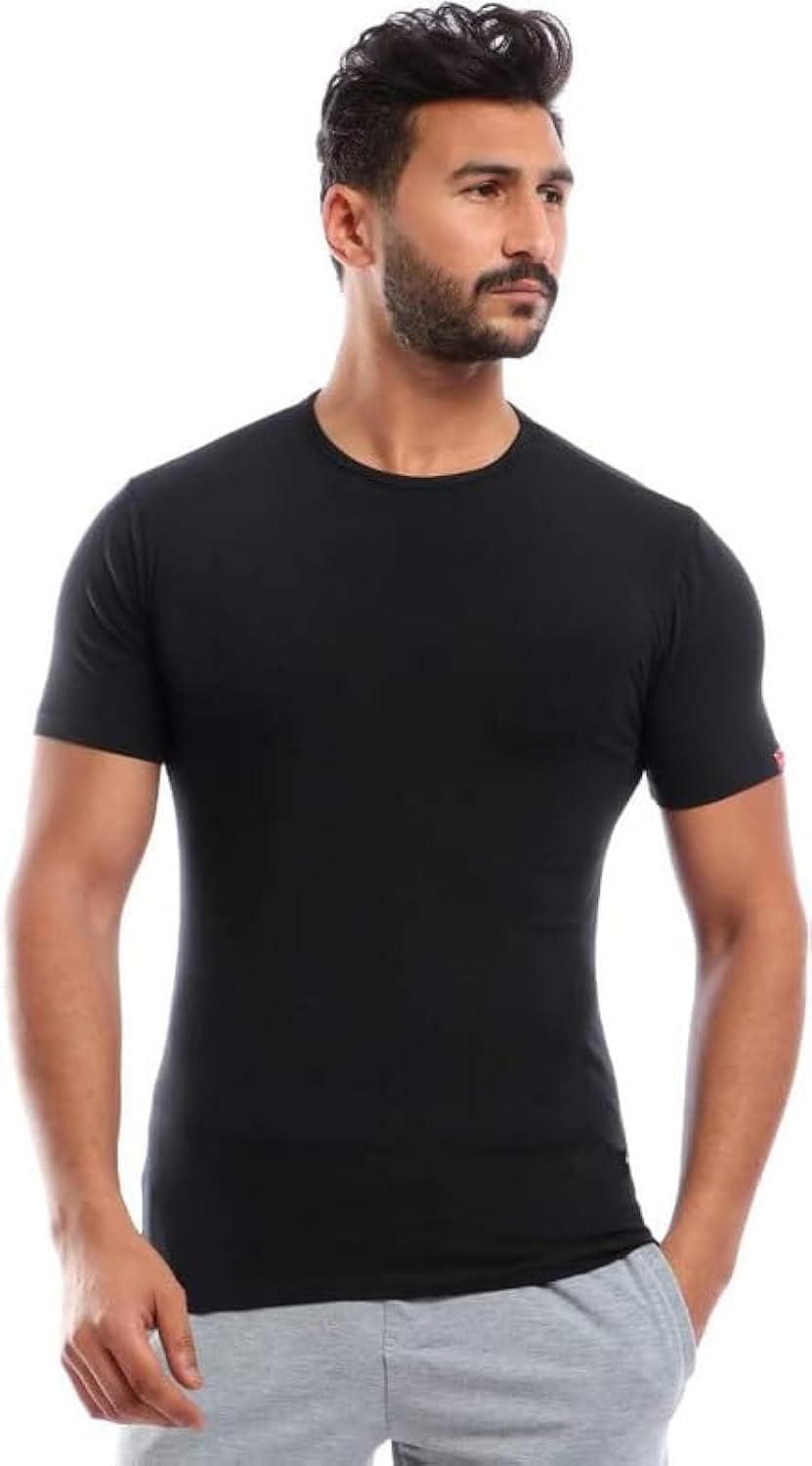 Cottonil Men Round Neck Half Sleeve Undershirt Cotton Stretch