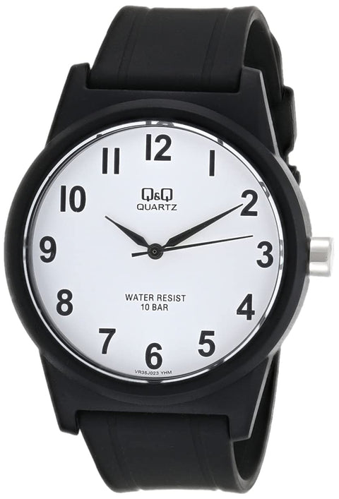 Q&Q Watch for Men, Quartz Movement, Analog Display, Black Resin Strap-VR35J023Y