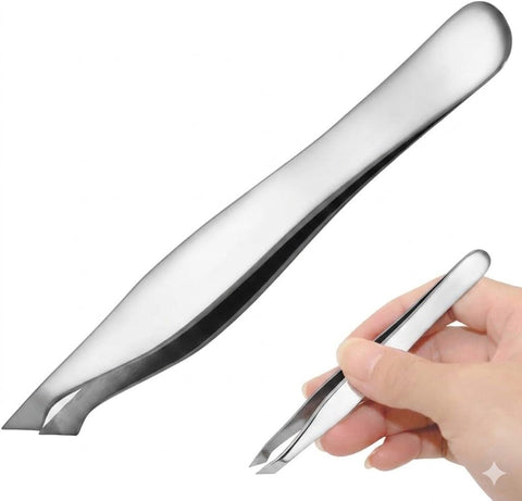 Professional Stainless Steel Multi-Function Eyebrow Trimmer Slanted Angled with Tweezers for Wing Shape False Eyelash