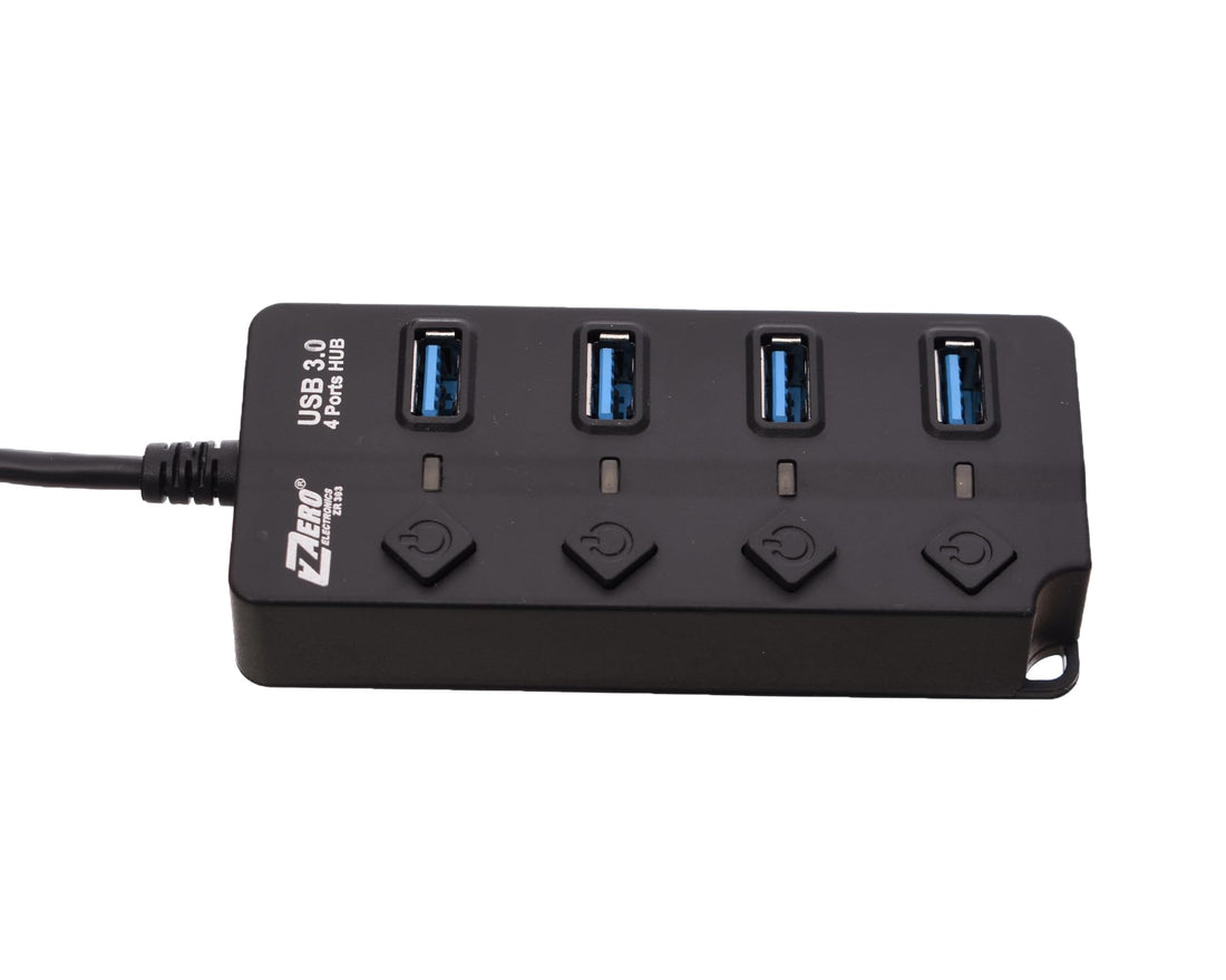 ZERO ZR 303 4Port USB HUB With USB 3.0 Ultra-Slim Data Hub with1.2m Extended Cable - Black