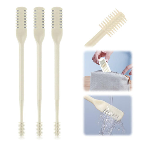 2 in 1 Nasal Trimmer, 360 Rotating Portable Manual Nose & Ear Hair Remover, Travel Essentials (Beige, 3 Pcs)