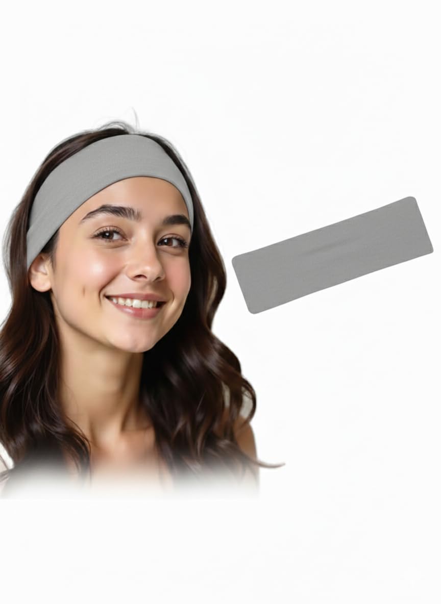 Headbands Plain Stretchy, Elastic Hair Bands for Women's, Headbands Non Slip, Soft Cotton Cloth Fabric Ideal for daily use. (Gray)