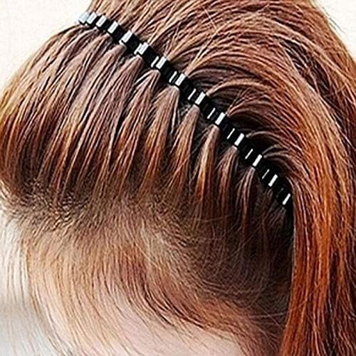 Black Metal Comb Sports Band Long Hair Headband Black For Men And Women
