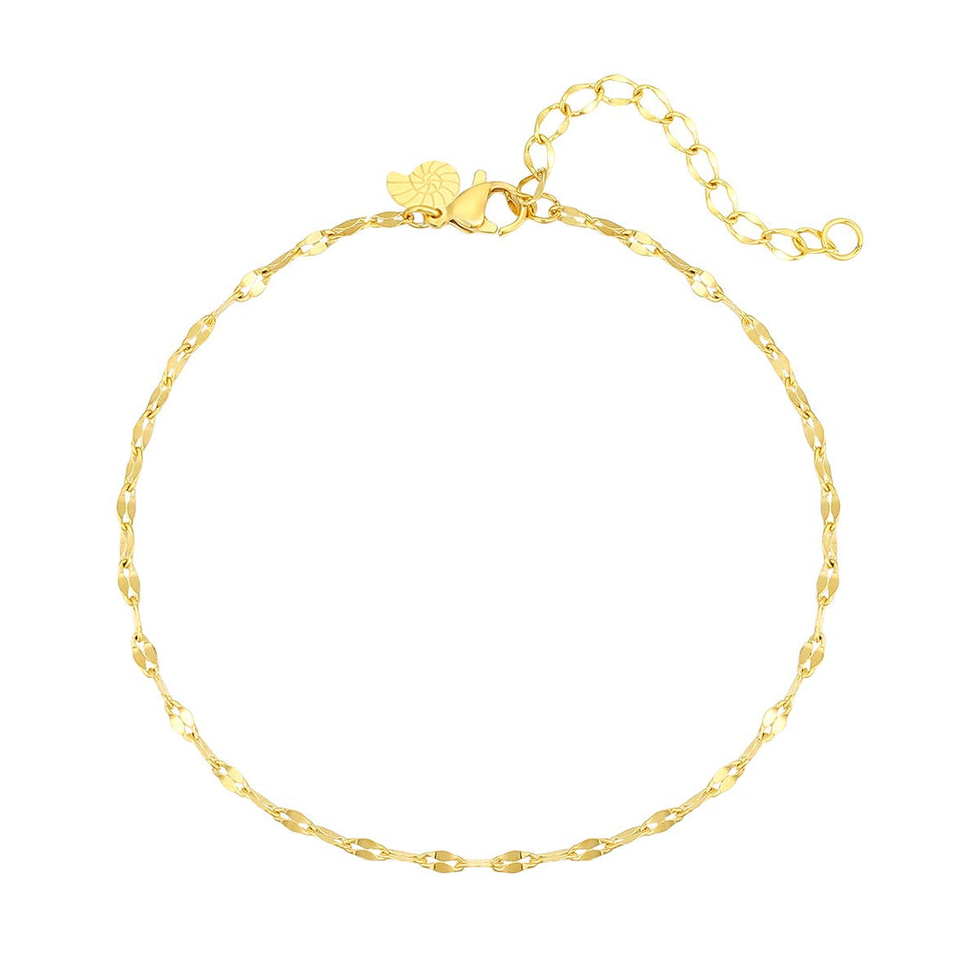 Happiness Boutique Women Anklet Rolo Chain in Gold Color Delicate Ankle Bracelet Flattened Rolo Chain 18K Gold Plated Stainless Steel