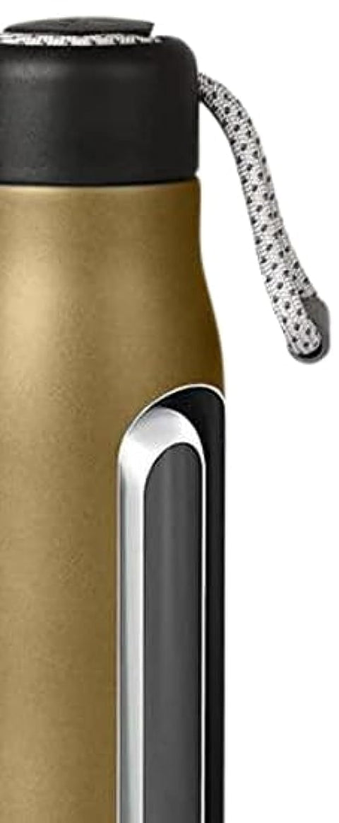 Water Bottles with Portable Lid, BPA Free, Hydro Insulated Thermal Flask for Hot or Cold Drinks 400 ML -18/8 Stainless Steel Metal Reusable Water Bottle for Kids, Adults (Gold)