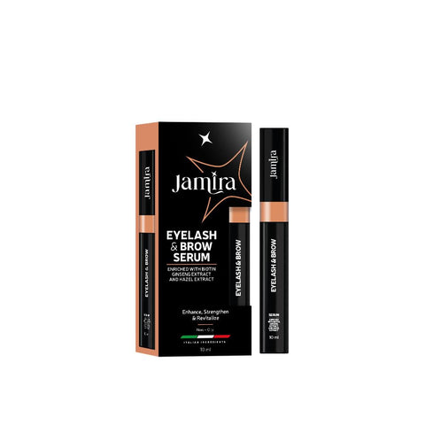 Jamira Eyelash & Brow Serum with Biotin, Ginseng & Witch Hazel Conditioning Formula, Lightweight, Non-Oily & Gentle for Eye Area,Supports Fuller-Looking Lashes & Brows, 10ml