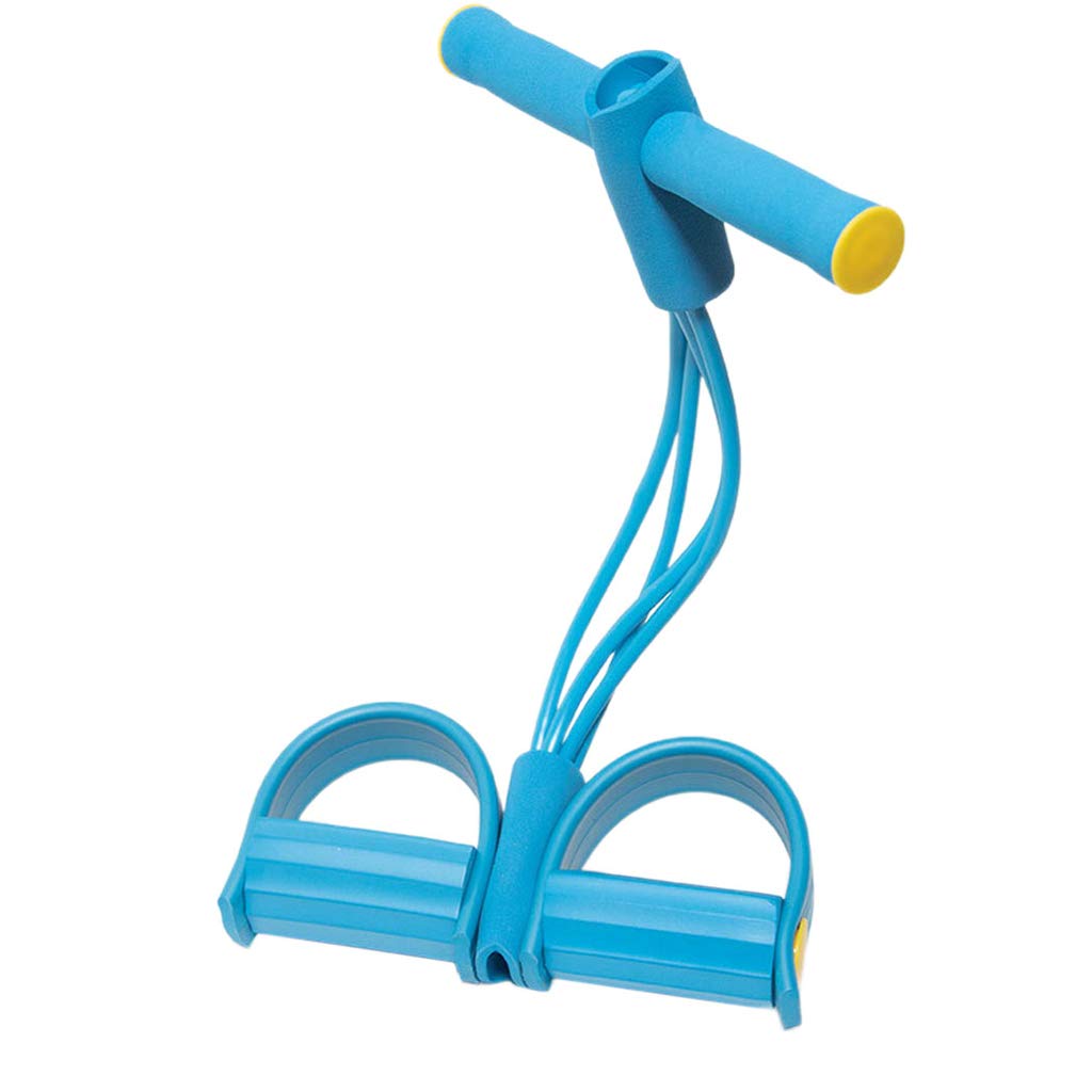 Pinkdeer home 4-tube yoga strap elastic pull rope resistance band foot pedal exerciser sit-up pull rope puller fitness equipment (blue, one size)